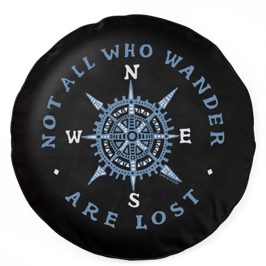 Home Life is Good Tire Covers | Not Lost Compass Tire Cover Jet Black