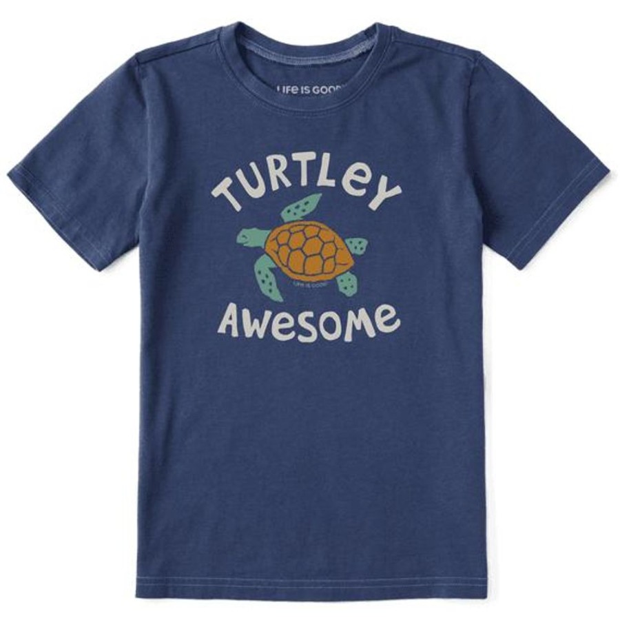 Kids Life is Good Graphic Tees | Kids Turtley Awesome Crusher Tee Darkest Blue