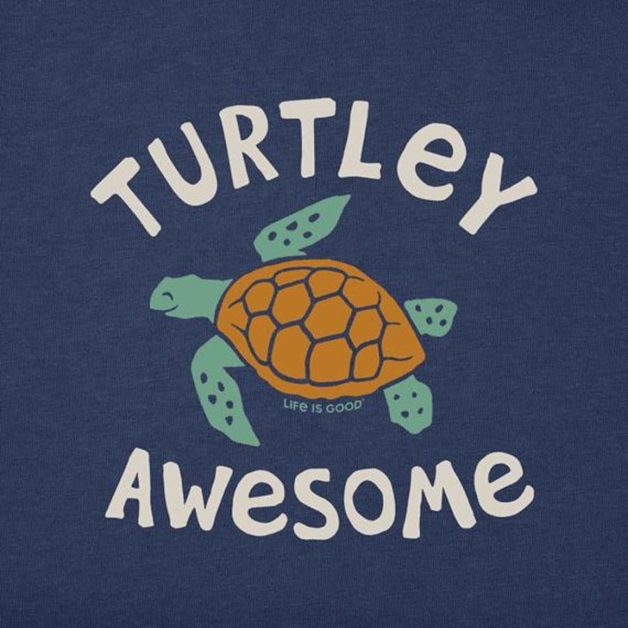 Kids Life is Good Graphic Tees | Kids Turtley Awesome Crusher Tee Darkest Blue