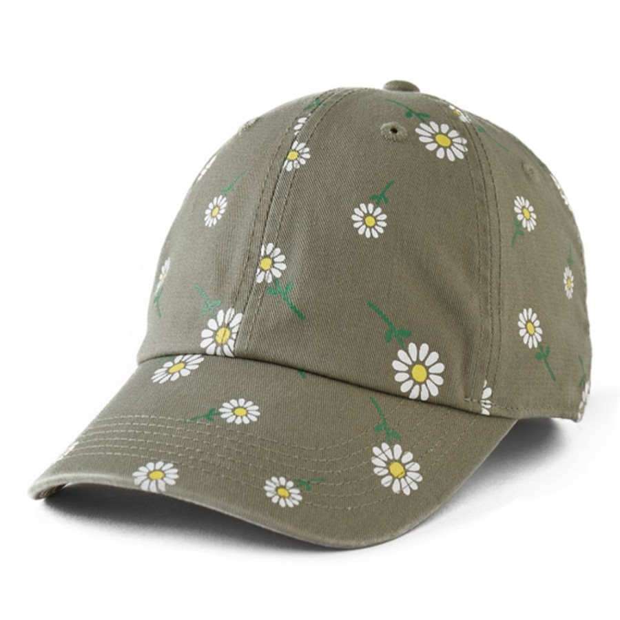 Women Life is Good Hats | Peace Daisy Pattern Chill Cap Moss Green