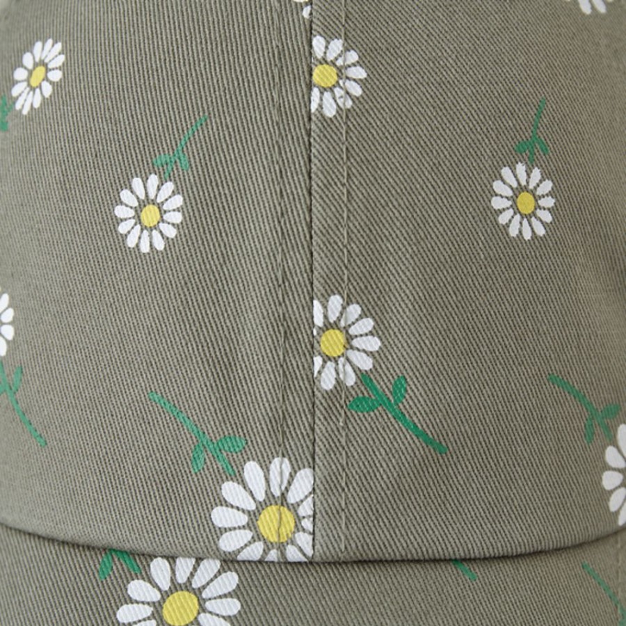 Women Life is Good Hats | Peace Daisy Pattern Chill Cap Moss Green