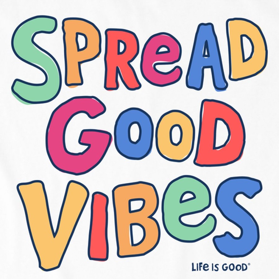 Kids Life is Good Graphic Tees | Kids Wordsmith Spread Good Vibes Crusher Tee Cloud White