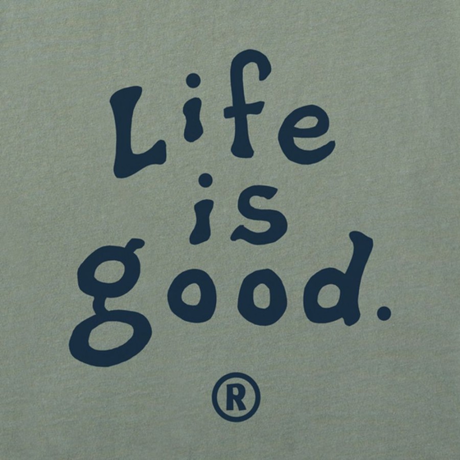 Men Life is Good Sweatshirts & Hoodies | Men'S Lig Vintage Wordmark Stacked Simply True Fleece Crew Moss Green