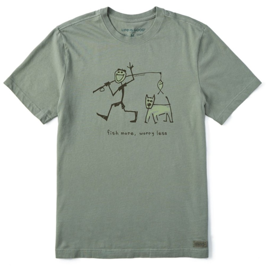 Men Life is Good Graphic Tees | Men'S Jake & Rocket Karma Fish Short Sleeve Tee Moss Green