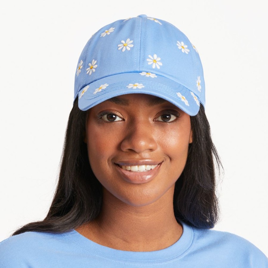 Women Life is Good Hats | Lig Daisy Pattern Chill Cap Cornflower Blue