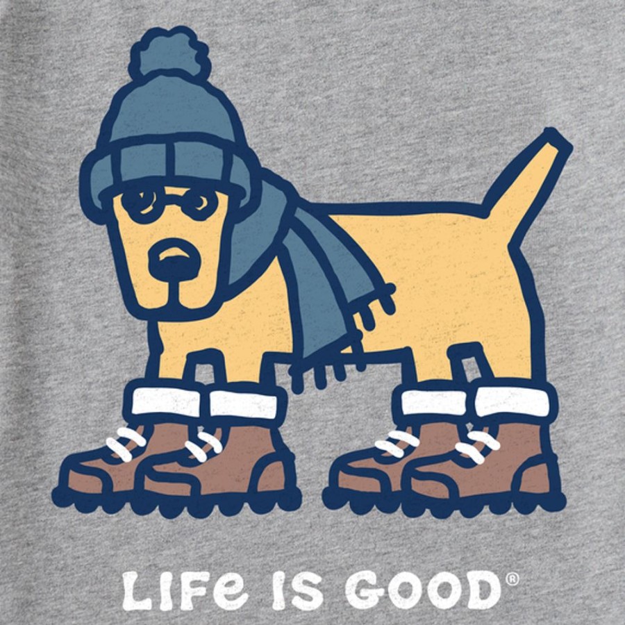 Kids Life is Good Graphic Tees | Kids Vintage Warmly Dressed Rocket Long Sleeve Crusher Tee Heather Gray