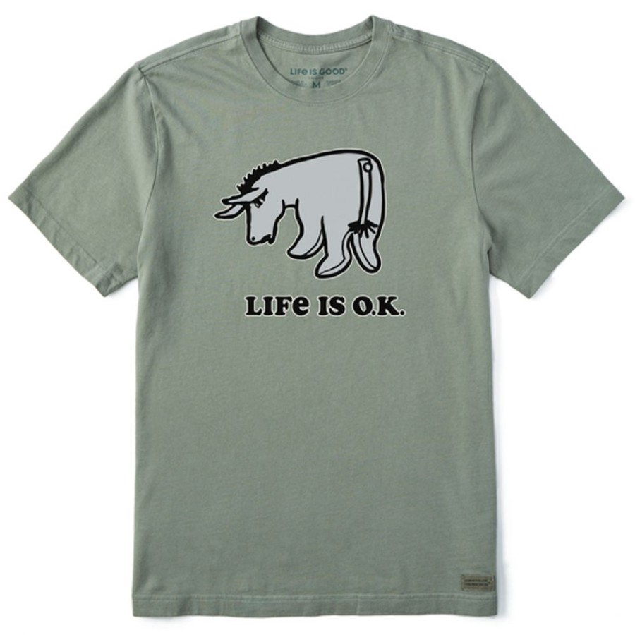 Men Life is Good Graphic Tees | Men'S Vintage Life Is Ok Eeyore Short Sleeve Tee Moss Green