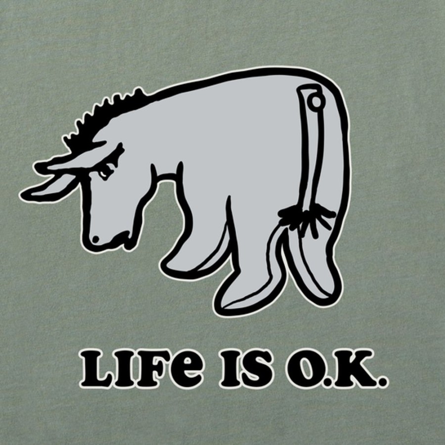 Men Life is Good Graphic Tees | Men'S Vintage Life Is Ok Eeyore Short Sleeve Tee Moss Green