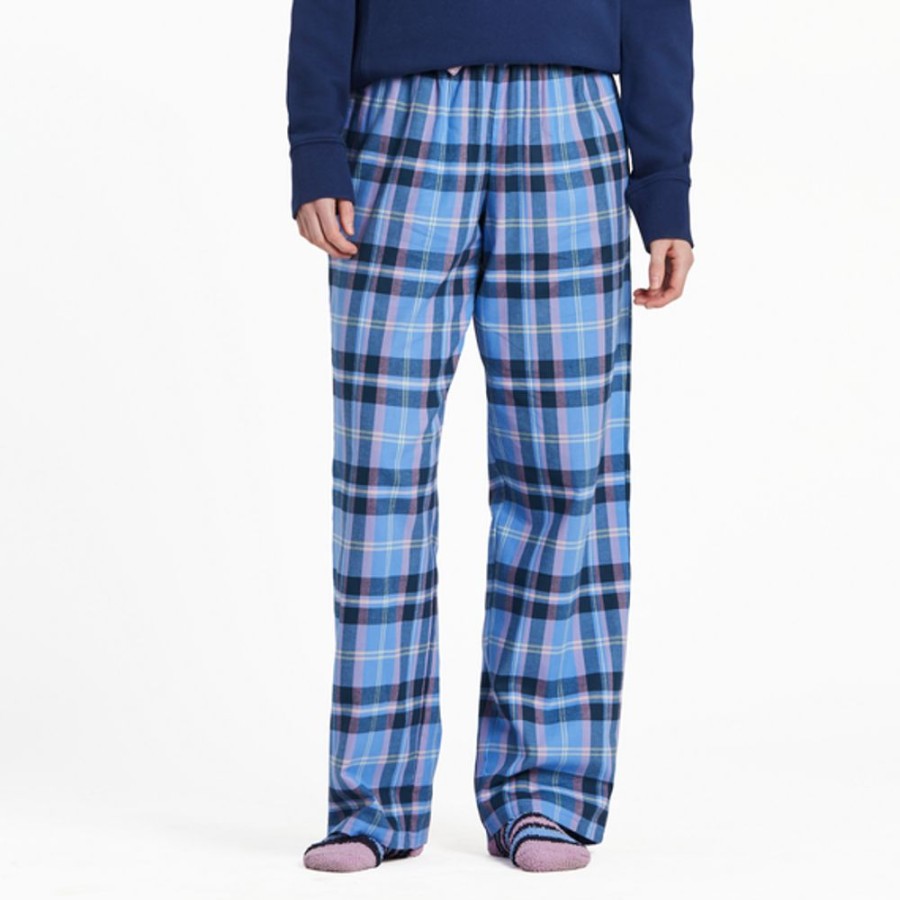 Women Life is Good Sleepwear | Women'S Cornflower And Violet Plaid Classic Sleep Pant Cornflower Blue