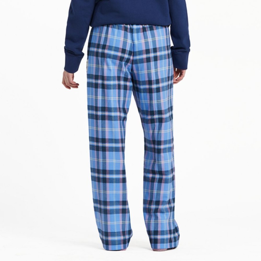 Women Life is Good Sleepwear | Women'S Cornflower And Violet Plaid Classic Sleep Pant Cornflower Blue