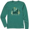 Women Life is Good Graphic Tees | Women'S Nordic Winter Wolf Long Sleeve Crusher Tee Spruce Green