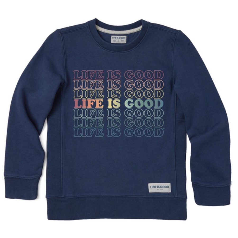 Kids Life is Good Sweatshirts & Hoodies | Kids Lig Stack Rainbow Simply True Fleece Crew Darkest Blue