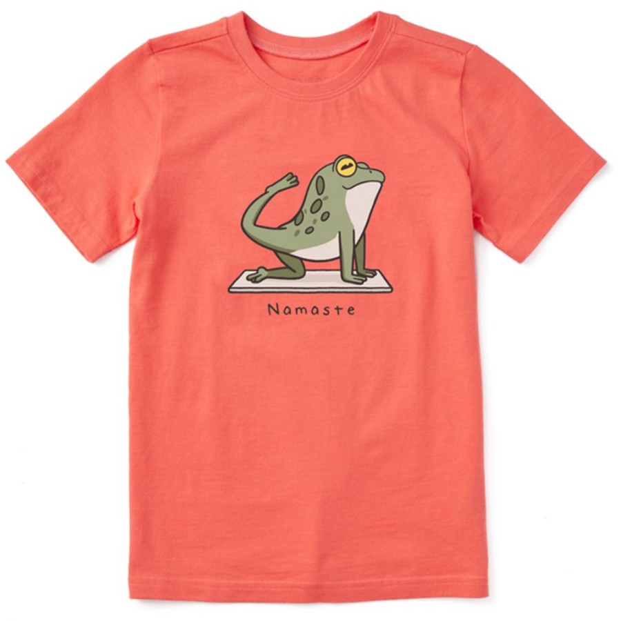 Kids Life is Good Graphic Tees | Kids Quirky Namaste Frog Crusher Tee Mango Orange