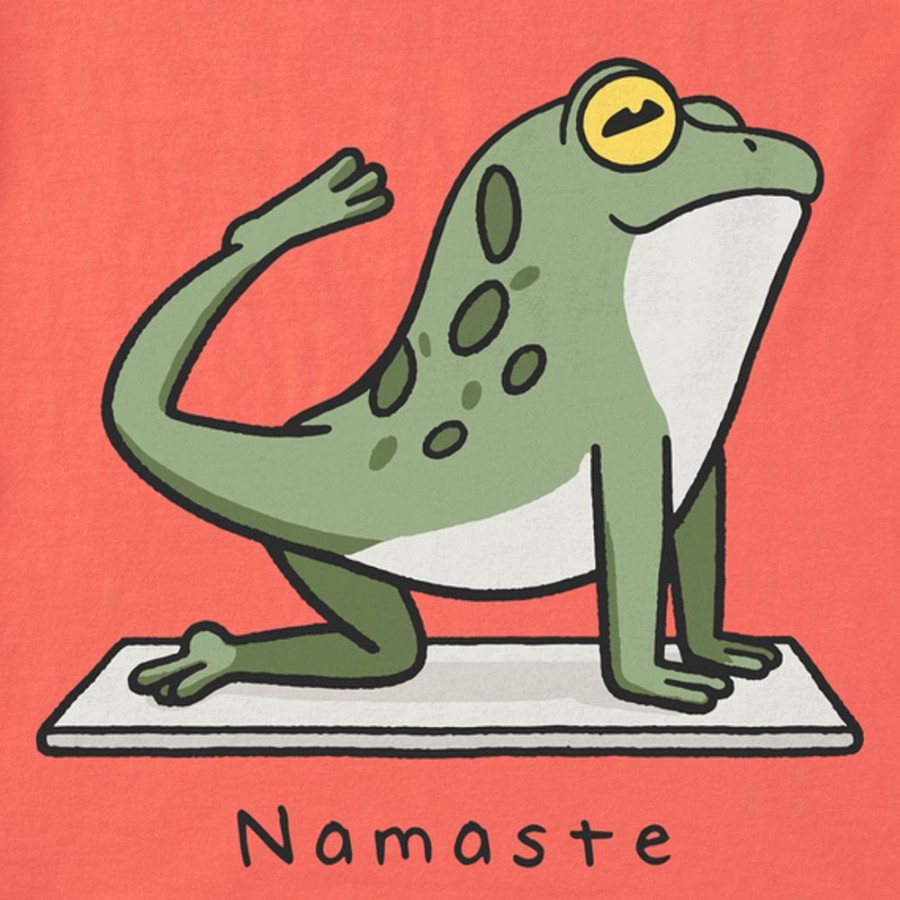 Kids Life is Good Graphic Tees | Kids Quirky Namaste Frog Crusher Tee Mango Orange