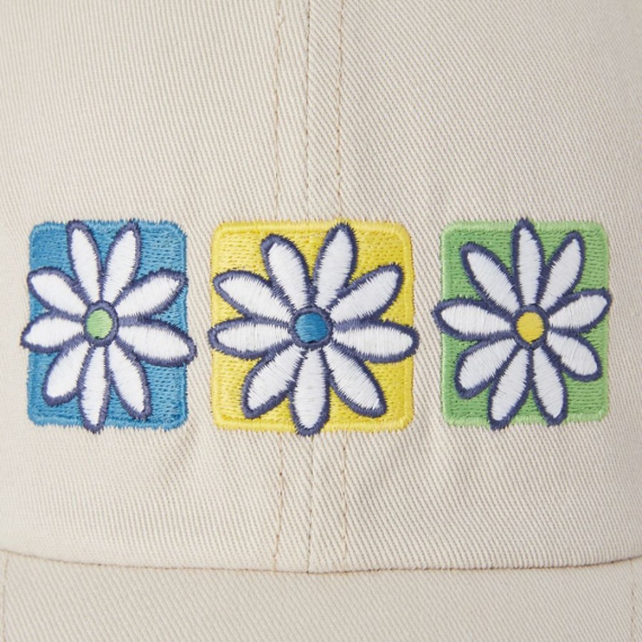 Men Life is Good Hats | Three Boxed Daisies Chill Cap Bone