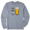 Men Life is Good Graphic Tees | Men'S Keep It Simple Golf & Beer Long Sleeve Crusher Tee Stone Blue