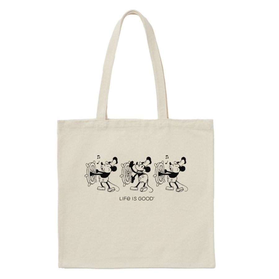 Women Life is Good Bags, Backpacks & Totes | Clean Steamboat Willie At The Helm Classic Canvas Tote Natural