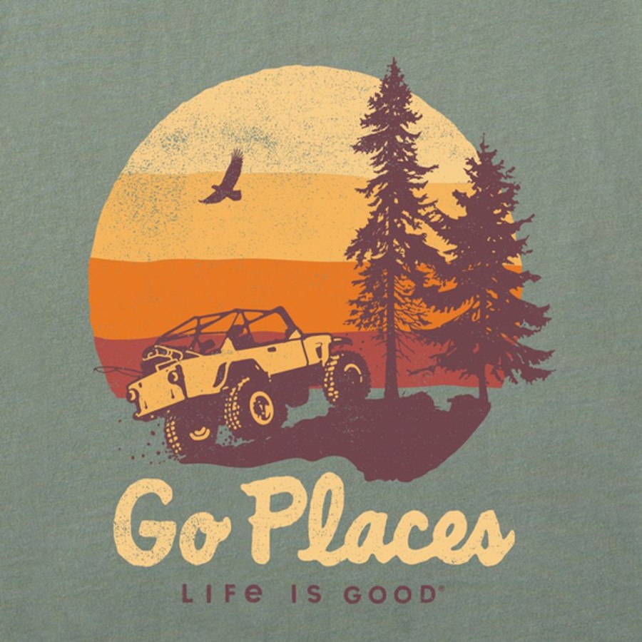 Men Life is Good Graphic Tees | Men'S Go Places Crusher Tee Moss Green