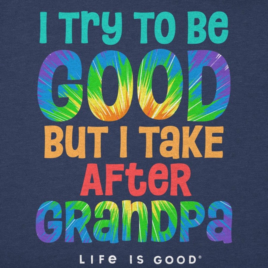 Kids Life is Good Graphic Tees | Kids Tie Dye Good Grandpa Crusher Tee Darkest Blue