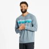 Men Life is Good Crusher-Flex Apparel | Men'S Retro Wave Stripe Crusher-Flex Crew Smoky Blue