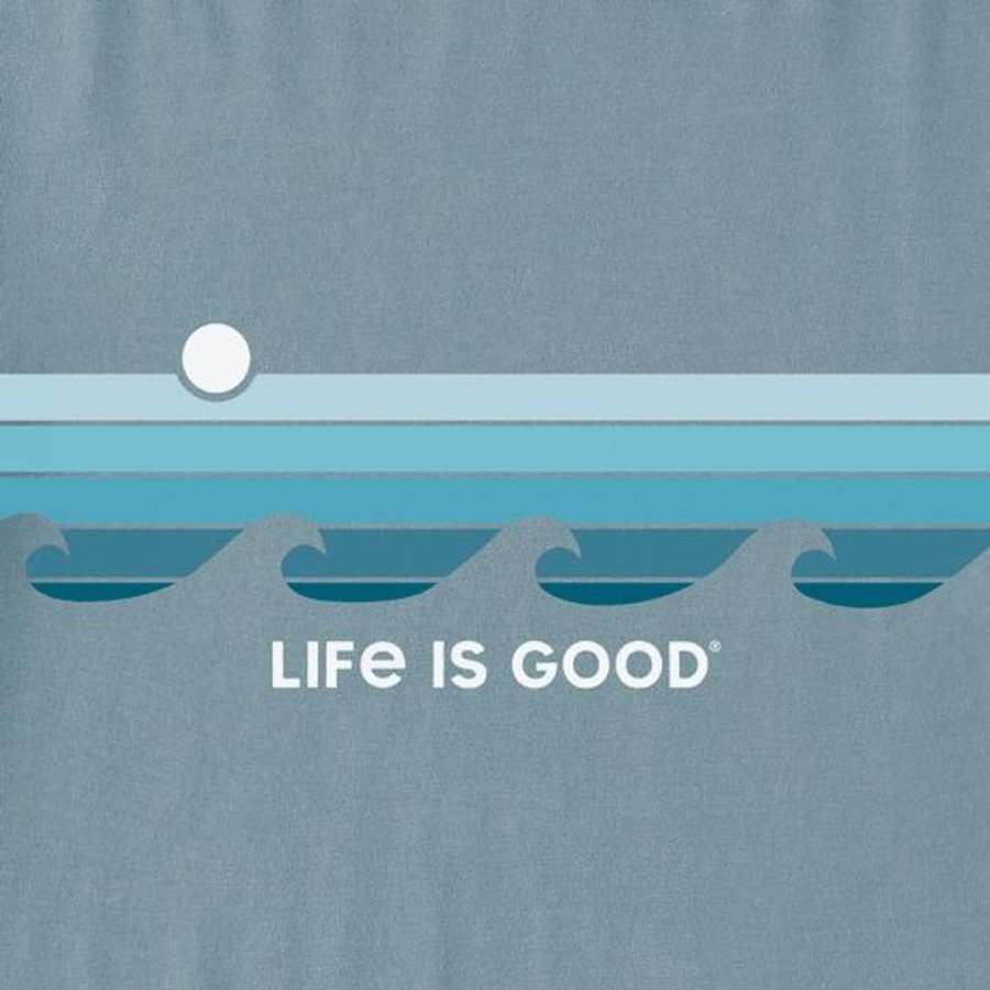 Men Life is Good Crusher-Flex Apparel | Men'S Retro Wave Stripe Crusher-Flex Crew Smoky Blue