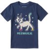 Kids Life is Good Graphic Tees | Kids Vintage Meowgical Al Crusher Tee Darkest Blue