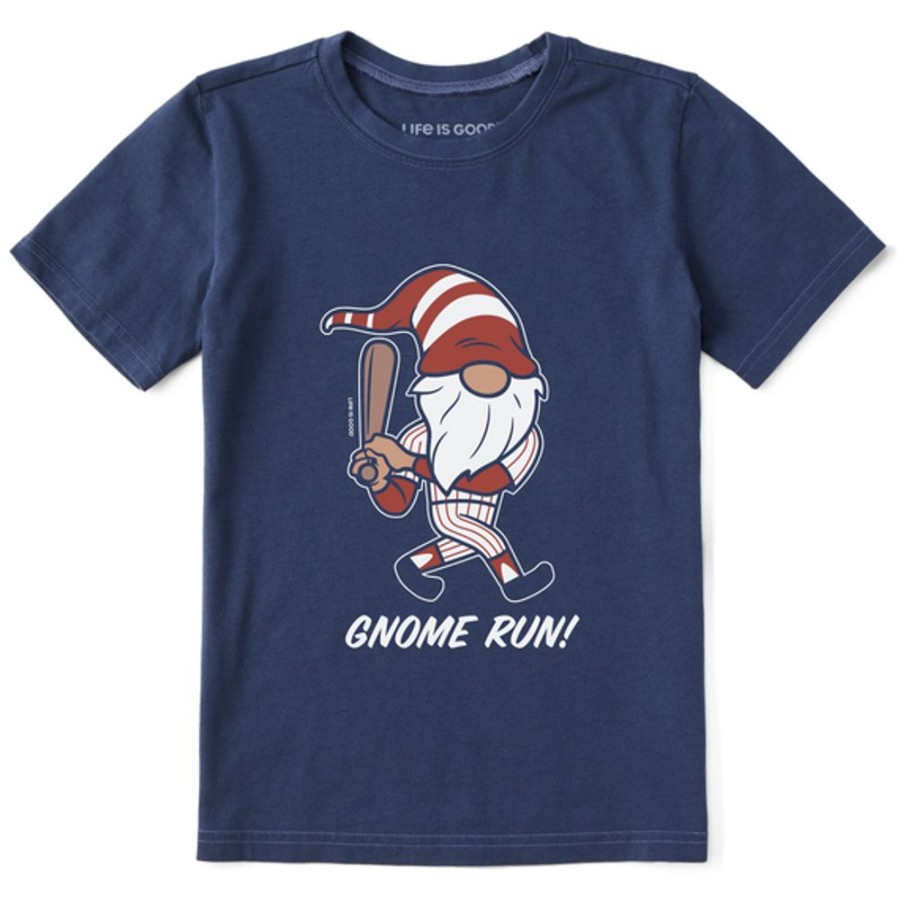 Kids Life is Good Graphic Tees | Kids Gnome Run Crusher Tee Darkest Blue