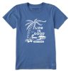 Women Life is Good Graphic Tees | Women'S Matchbook Keep It Simple Palms Short Sleeve Tee Vintage Blue