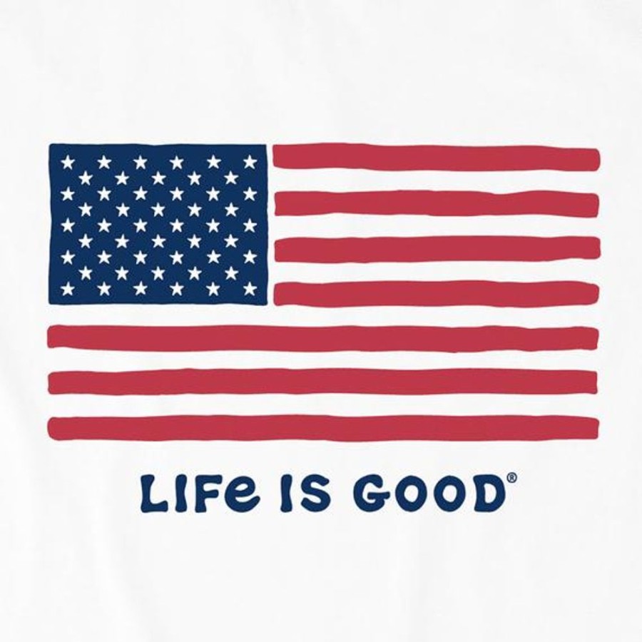 Men Life is Good Graphic Tees | Men'S Big Flag Crusher-Lite Tee Cloud White