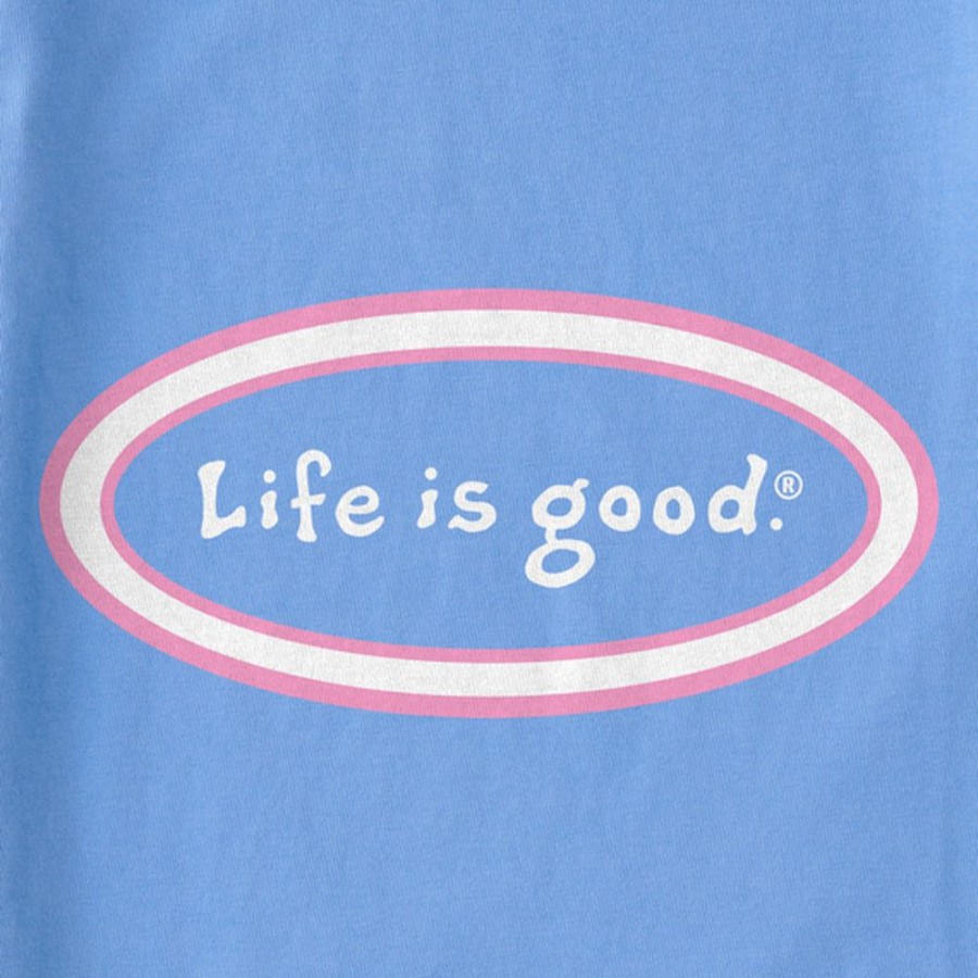 Women Life is Good Sweatshirts & Hoodies | Women'S Lig Vintage Oval Simply True Fleece Crew Cornflower Blue