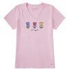 Women Life is Good Graphic Tees | Women'S Three Tulips Short Sleeve Vee Seashell Pink