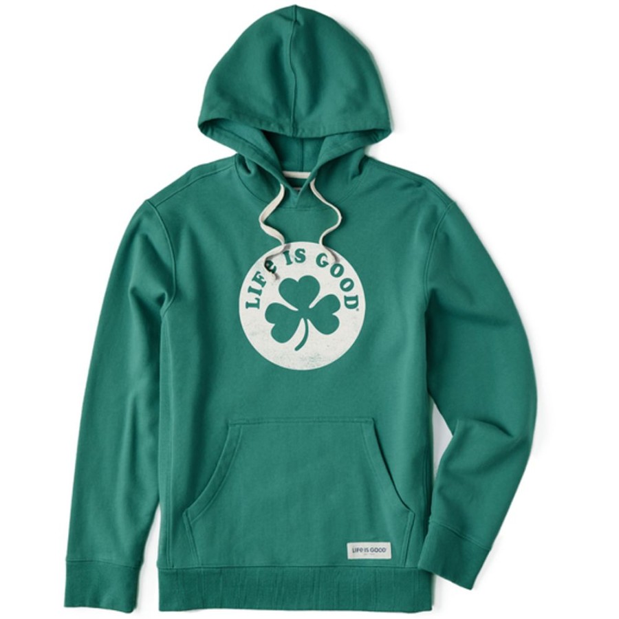 Men Life is Good Sweatshirts & Hoodies | Men'S Clean Clover Coin Simply True Fleece Hoodie Spruce Green