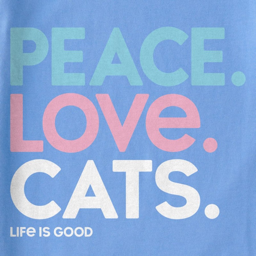 Women Life is Good Sweatshirts & Hoodies | Women'S Peace Love Cats Simply True Fleece Hoodie Cornflower Blue