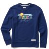 Women Life is Good Sweatshirts & Hoodies | Women'S Tie Dye Simplify Camper Simply True Fleece Crew Darkest Blue