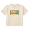 Women Life is Good Boxy Tees | Women'S Clean Stripe Clover Boxy Crusher Tee Putty White