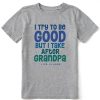 Kids Life is Good Graphic Tees | Kids Good Grandpa Crusher Tee Heather Gray