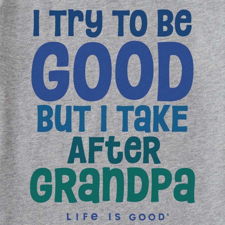 Kids Life is Good Graphic Tees | Kids Good Grandpa Crusher Tee Heather Gray