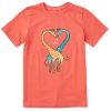 Kids Life is Good Graphic Tees | Kids Giraffe Heart Crusher Tee Mango Orange