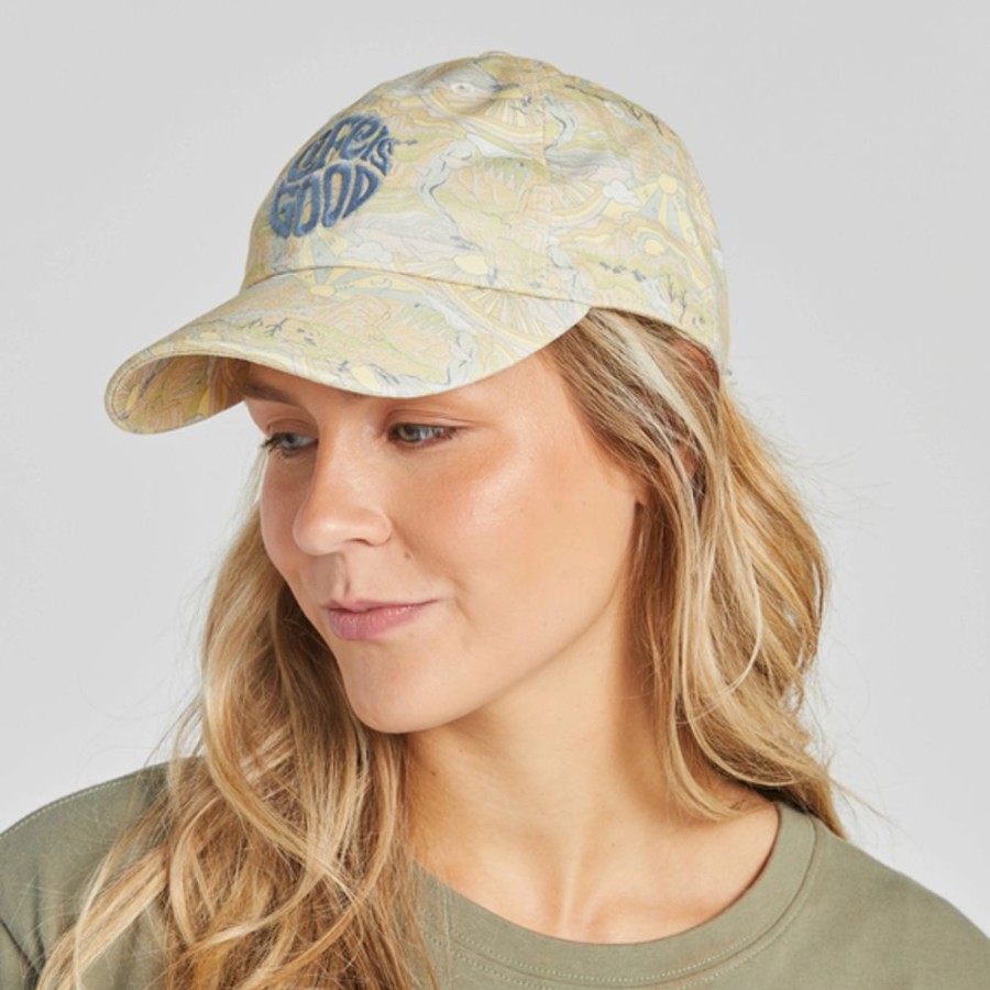 Women Life is Good Hats | Trippy Landscape Pattern Chill Cap Bone