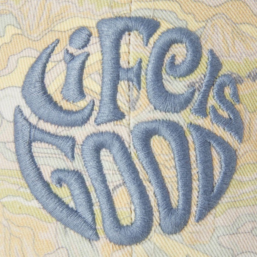 Women Life is Good Hats | Trippy Landscape Pattern Chill Cap Bone