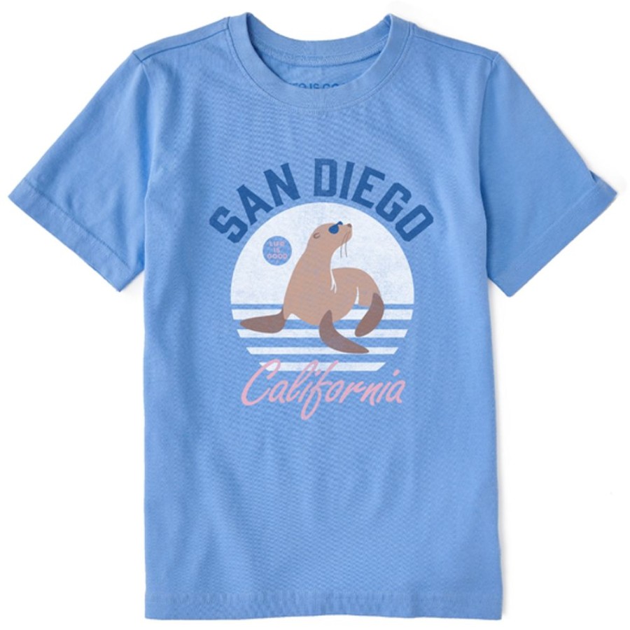 Kids Life is Good Graphic Tees | Kids Sea Lion Crusher Tee Cornflower Blue