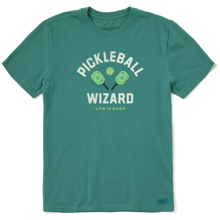 Home Life is Good Pickleball | Men'S Tie Dye Pickleball Wizard Crusher Tee Spruce Green