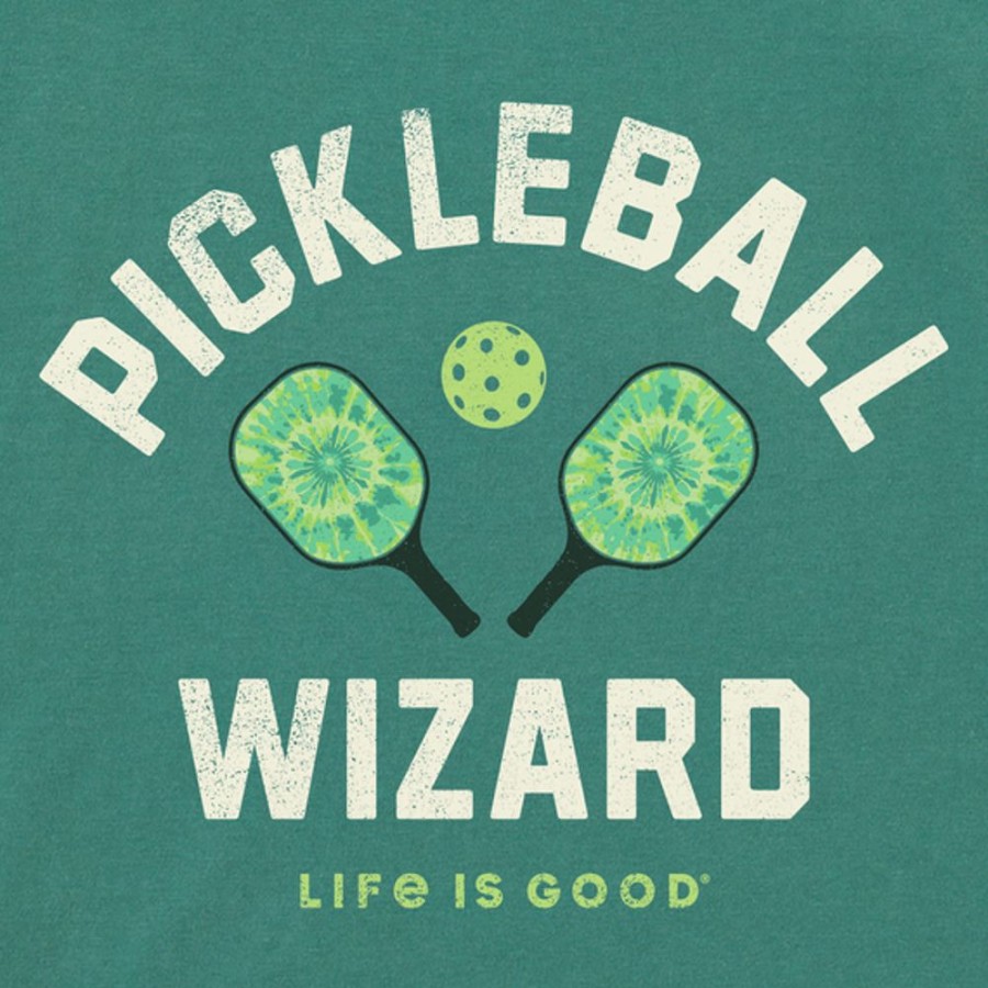 Home Life is Good Pickleball | Men'S Tie Dye Pickleball Wizard Crusher Tee Spruce Green