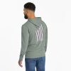 Men Life is Good Active & Slub Tops | Men'S Vertical Usa Flag Hand Drawn Textured Slub Hoodie Moss Green