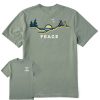 Men Life is Good Graphic Tees | Men'S Peace Beach Sunrise Short Sleeve Tee Moss Green