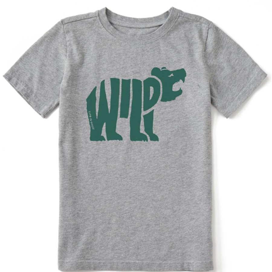 Kids Life is Good Graphic Tees | Kids Clean Wild Bear Crusher Tee Heather Gray