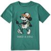 Kids Life is Good Graphic Tees | Kids Clean Steamboat Willie Take A Hike Crusher Tee Spruce Green