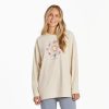 Women Life is Good Crusher-Flex Apparel | Women'S Celestial Florals Crusher-Flex Oversized Crew Putty White