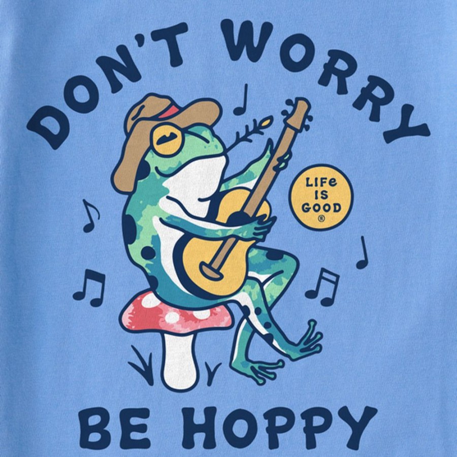 Kids Life is Good Graphic Tees | Kids Tie Dye Don'T Worry Be Hoppy Frog Crusher Tee Cornflower Blue