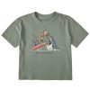 Women Life is Good Boxy Tees | Women'S Quirky Drinking Buddies Shark Boxy Crusher Tee Moss Green